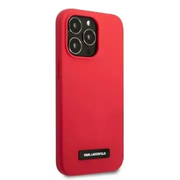 Karl Lagerfeld KLHCP13LSLMP1R Handyschutzhülle für Apple iPhone 13 Pro / 13 6.1" Hardcase rot/rote Silikonplakette