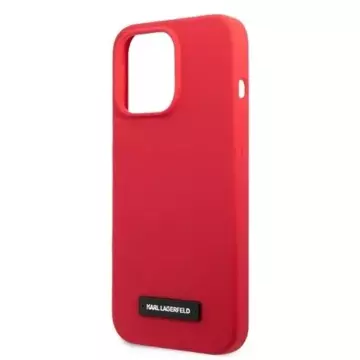 Karl Lagerfeld KLHCP13LSLMP1R Handyschutzhülle für Apple iPhone 13 Pro / 13 6.1" Hardcase rot/rote Silikonplakette