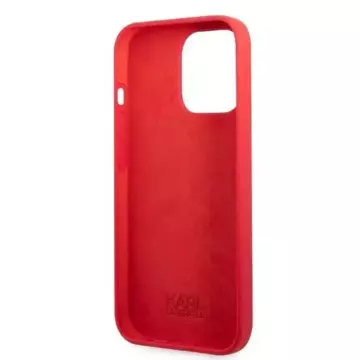 Karl Lagerfeld KLHCP13LSLMP1R Handyschutzhülle für Apple iPhone 13 Pro / 13 6.1" Hardcase rot/rote Silikonplakette