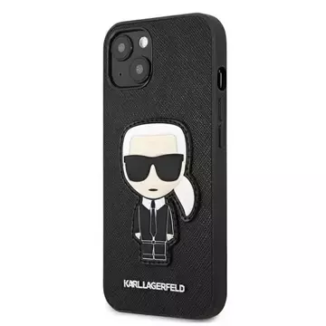 Karl Lagerfeld KLHCP13SOKPK iPhone 13 mini 5,4" Czarny/Black Hardcase Saffiano Ikonik Karl`s Patch