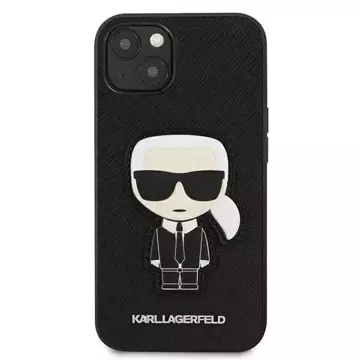 Karl Lagerfeld KLHCP13SOKPK iPhone 13 mini 5,4" Czarny/Black Hardcase Saffiano Ikonik Karl`s Patch