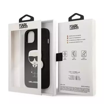 Karl Lagerfeld KLHCP13SOKPK iPhone 13 mini 5,4" Czarny/Black Hardcase Saffiano Ikonik Karl`s Patch