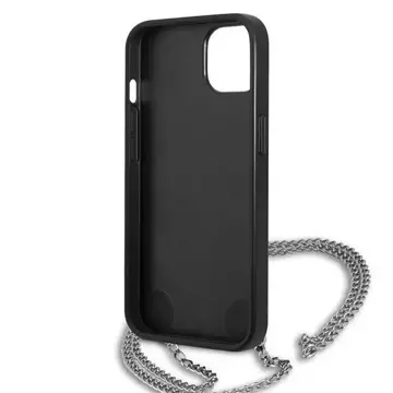 Karl Lagerfeld KLHCP13SPMK Schutzhülle für Apple iPhone 13 Mini 5.4" Hardcase Schwarz/Schwarz Leder Strukturiert und Kette