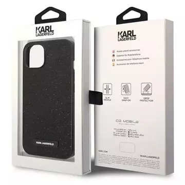 Karl Lagerfeld KLHCP14MG2ELK Schutzhülle für Apple iPhone 14 Plus 6.7" Hardcase schwarz/schwarz Glitter Plaque Logo