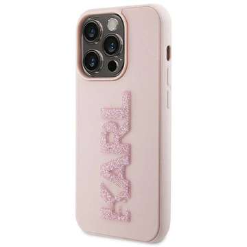 Karl Lagerfeld KLHCP15L3DMBKCP Hülle für iPhone 15 Pro 6,1" rosa/rosa Hartschale mit 3D-Gummi-Glitzerlogo