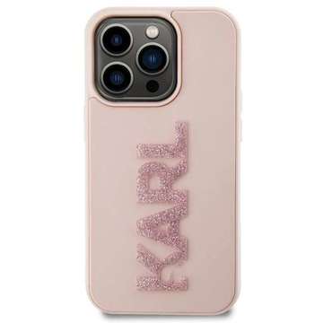 Karl Lagerfeld KLHCP15L3DMBKCP Hülle für iPhone 15 Pro 6,1" rosa/rosa Hartschale mit 3D-Gummi-Glitzerlogo