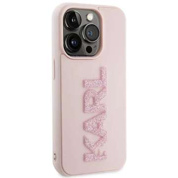 Karl Lagerfeld KLHCP15L3DMBKCP Hülle für iPhone 15 Pro 6,1" rosa/rosa Hartschale mit 3D-Gummi-Glitzerlogo