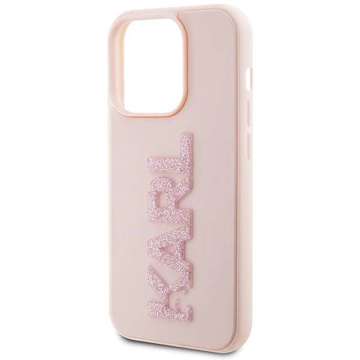 Karl Lagerfeld KLHCP15L3DMBKCP Hülle für iPhone 15 Pro 6,1" rosa/rosa Hartschale mit 3D-Gummi-Glitzerlogo