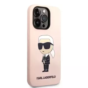 Karl Lagerfeld KLHMP14XSNIKBCP Hülle für iPhone 14 Pro Max 6.7" Iconic Silicone Hardcase Rot/Rosa