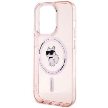 Karl Lagerfeld KLHMP15LHFCCNOP Hülle für iPhone 15 Pro 6,1" Rot/Pink Hardcase IML Choupette MagSafe