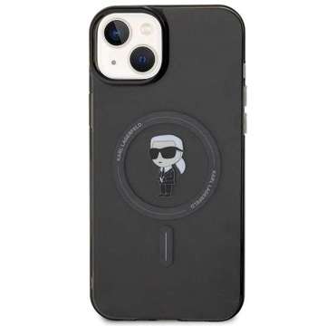 Karl Lagerfeld KLHMP15MHFCKNOK Hülle für iPhone 15 Plus 6,7" schwarz/schwarz Hardcase IML Iconic MagSafe