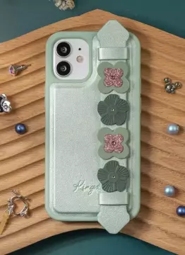 Kingxbar Sweet Series Gel-Hülle, verziert mit originalen Swarovski-Kristallen mit grünem iPhone 12 Mini-Ständer