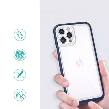 Klare 3-in-1-Hülle für das iPhone 12 Pro Max mit blauem Gel-Rahmen