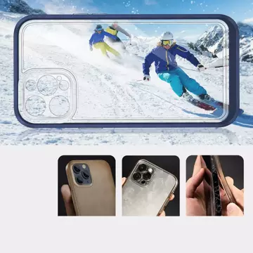 Klare 3-in-1-Hülle für das iPhone 12 Pro Max mit blauem Gel-Rahmen