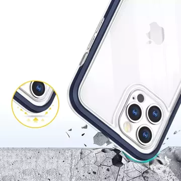 Klare 3-in-1-Hülle für das iPhone 12 Pro Max mit blauem Gel-Rahmen