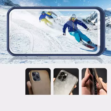 Klare 3-in-1-Hülle für das iPhone 13 mit blauem Gel-Rahmen