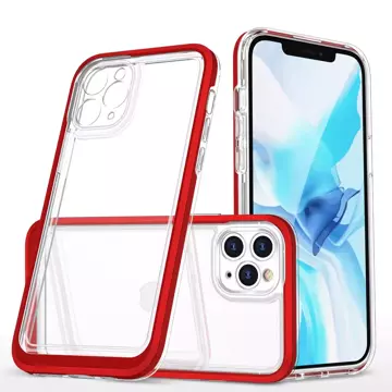 Klare 3-in-1-Hülle für iPhone 11 Pro Rahmen-Gel-Cover rot