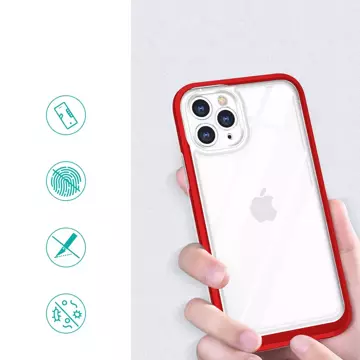 Klare 3-in-1-Hülle für iPhone 11 Pro Rahmen-Gel-Cover rot