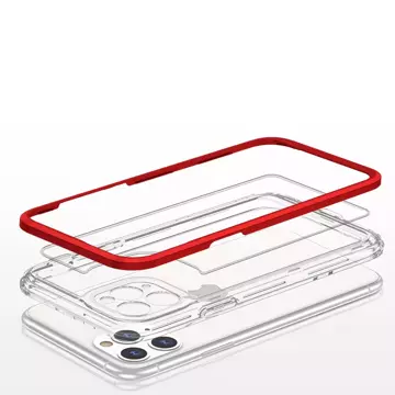 Klare 3-in-1-Hülle für iPhone 11 Pro Rahmen-Gel-Cover rot