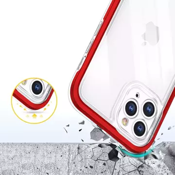 Klare 3-in-1-Hülle für iPhone 11 Pro Rahmen-Gel-Cover rot