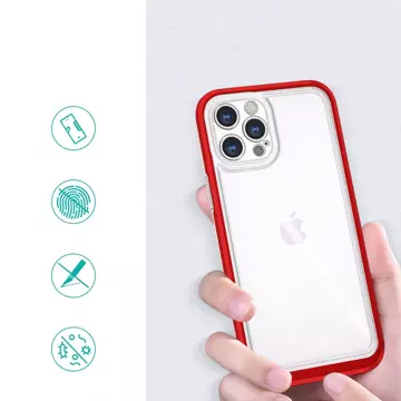 Klare 3-in-1-Hülle für iPhone 12 Pro Rahmen-Gel-Cover rot