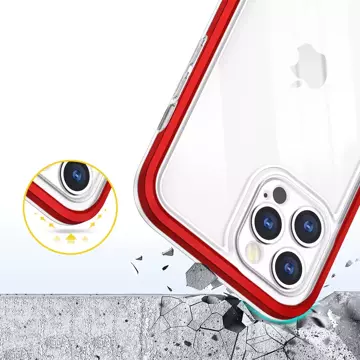 Klare 3-in-1-Hülle für iPhone 12 Pro Rahmen-Gel-Cover rot