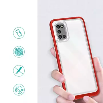 Klare 3in1 Hülle für Samsung Galaxy A03s (166) Rahmen Gel Cover rot