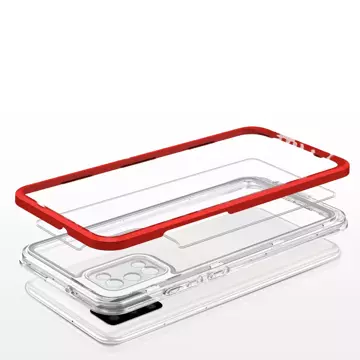 Klare 3in1 Hülle für Samsung Galaxy A03s (166) Rahmen Gel Cover rot