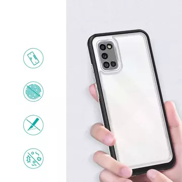 Klare 3in1 Hülle für Samsung Galaxy A03s (166) Rahmen Gel Cover schwarz