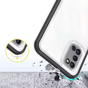 Klare 3in1 Hülle für Samsung Galaxy A03s (166) Rahmen Gel Cover schwarz