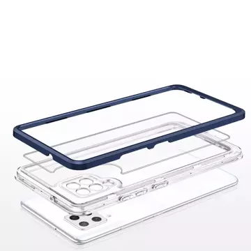 Klare 3in1 Hülle für Samsung Galaxy A42 5G Frame Gel Cover Blau