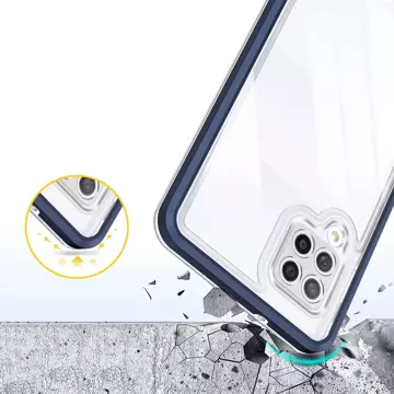 Klare 3in1 Hülle für Samsung Galaxy A42 5G Frame Gel Cover Blau