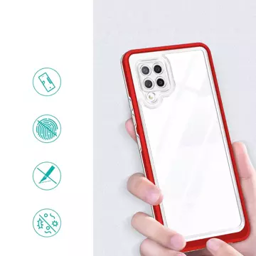 Klare 3in1 Hülle für Samsung Galaxy A42 5G Frame Gel Cover Rot