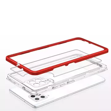 Klare 3in1 Hülle für Samsung Galaxy A42 5G Frame Gel Cover Rot