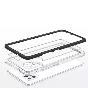 Klare 3in1 Hülle für Samsung Galaxy A42 5G Frame Gel Cover Schwarz