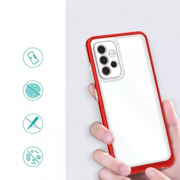 Klare 3in1 Hülle für Samsung Galaxy A73 Frame Cover Gel Rot