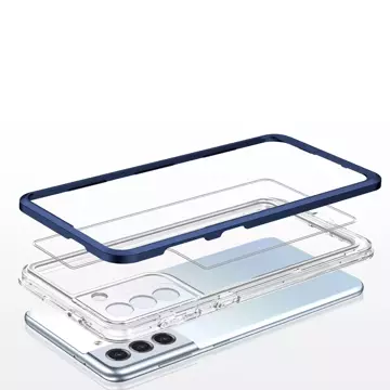 Klare 3in1 Hülle für Samsung Galaxy S21 5G Frame Gel Cover Blau