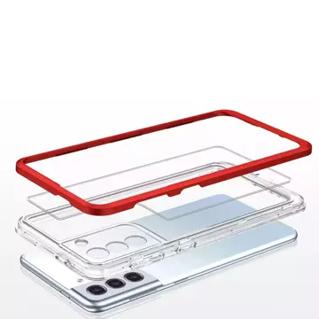 Klare 3in1 Hülle für Samsung Galaxy S22 (S22 Plus) Rahmen Gel Cover rot