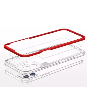 Klare 3in1 Hülle für iPhone 12 Frame Gel Cover rot