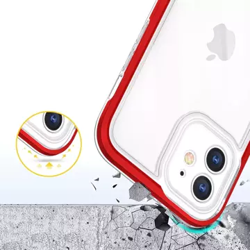 Klare 3in1 Hülle für iPhone 12 Frame Gel Cover rot