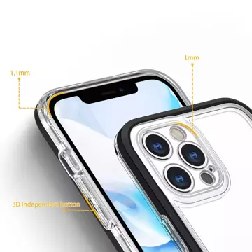 Klare 3in1 Hülle für iPhone 12 Pro Frame Gel Cover schwarz