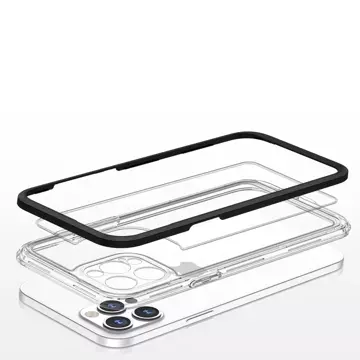 Klare 3in1 Hülle für iPhone 12 Pro Frame Gel Cover schwarz