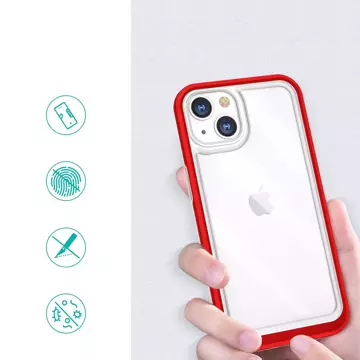 Klare 3in1 Hülle für iPhone 13 Frame Cover Gel Rot