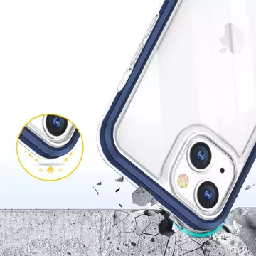 Klare 3in1 Hülle für iPhone 13 Mini Gel Cover mit Rahmen blau