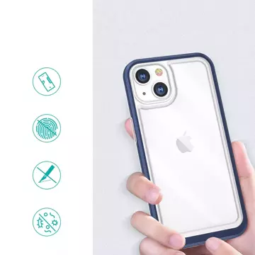 Klare 3in1 Hülle für iPhone 13 Mini Gel Cover mit Rahmen blau