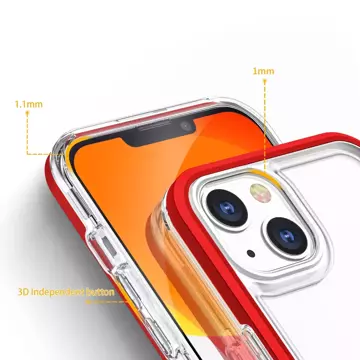 Klare 3in1 Hülle für iPhone 13 Mini Gel Cover mit Rahmen rot