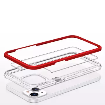 Klare 3in1 Hülle für iPhone 13 Mini Gel Cover mit Rahmen rot