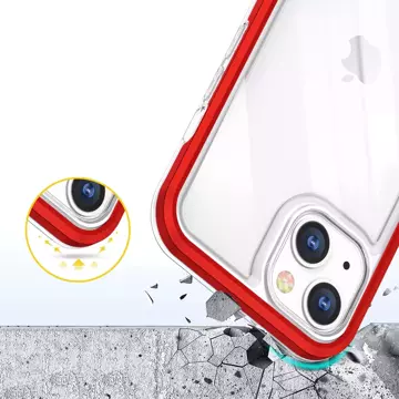 Klare 3in1 Hülle für iPhone 13 Mini Gel Cover mit Rahmen rot