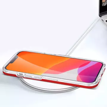 Klare 3in1 Hülle für iPhone 13 Mini Gel Cover mit Rahmen rot