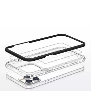 Klare 3in1 Hülle für iPhone 13 Pro Frame Gel Cover schwarz